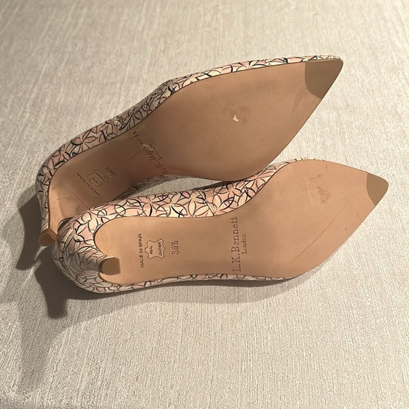 L.K Bennet London Floral Print Cream & Pink Heels - Picture 8 of 8